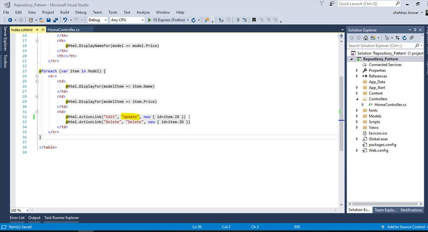 Edit to update and save